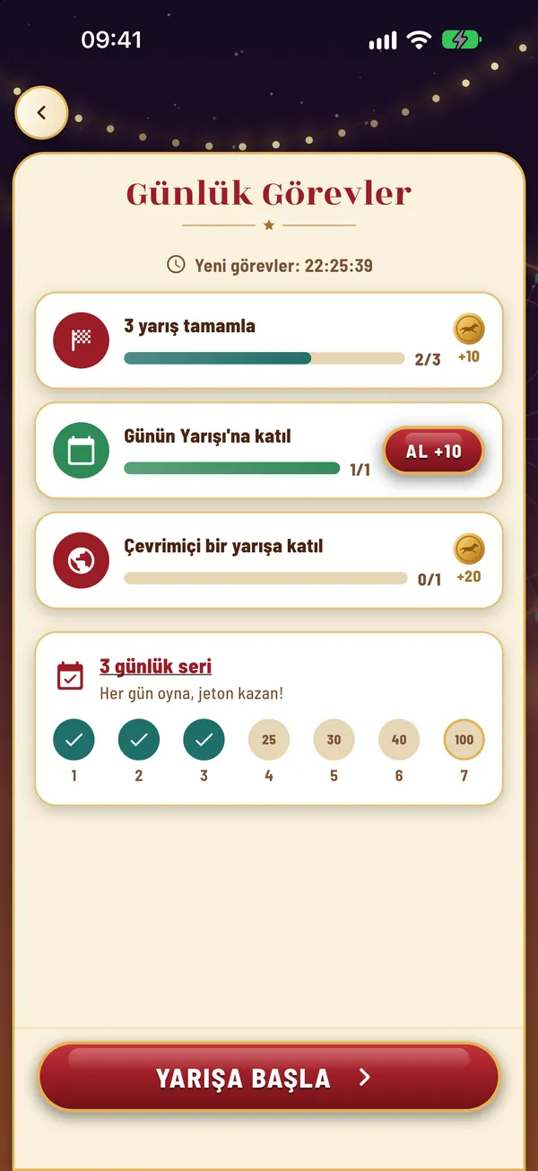 Günlük Görevler ve 7 günlük seri ödülleri